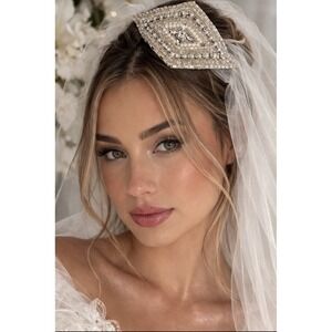 Art Deco Bridal Hair Comb Crystal Pearl Beaded Wedding Headpiece Vintage 5.5"